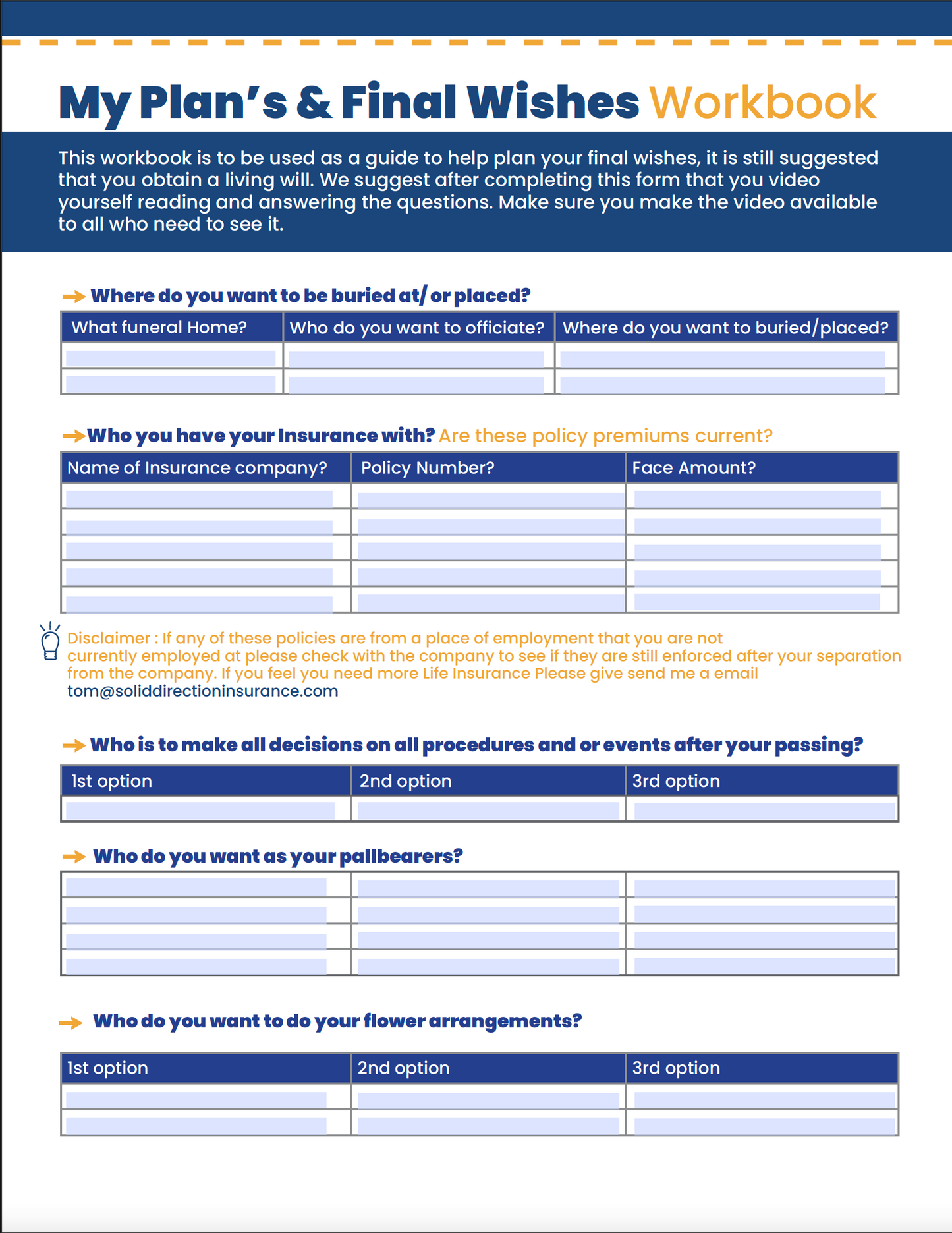 My Plans & Final Wishes Guide & Workbook